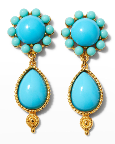 Shop Ben-amun Gold Stone Dangle Earrings In Blue