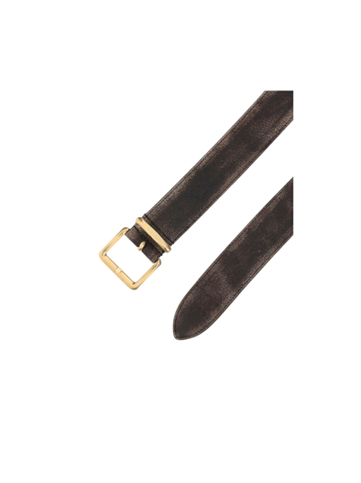 Miu Miu Distressed Leather Belt In Nero
