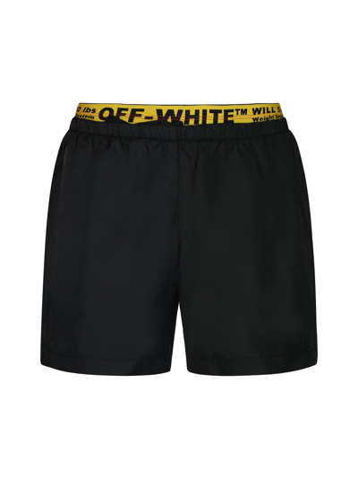 Shop Off-white Classic Industrial Swimshorts In Black Yellow
