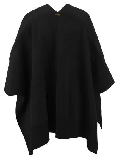 Shop Michael Kors Reversible Wool-blend Poncho With Logo In Black