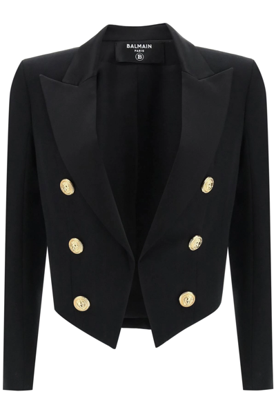 Shop Balmain Spencer Jacket In Grain De Poudre In Black