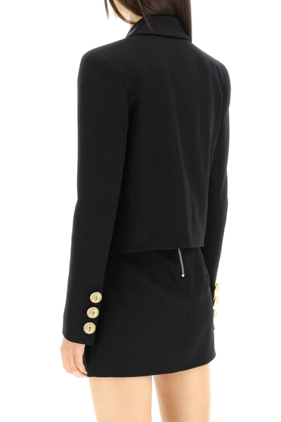 Shop Balmain Spencer Jacket In Grain De Poudre In Black