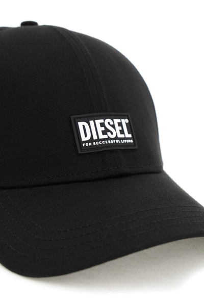 Shop Diesel Logoed Baseball Cap In Black