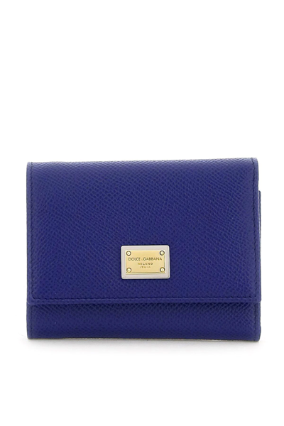 Shop Dolce & Gabbana French Flap Wallet In Blue