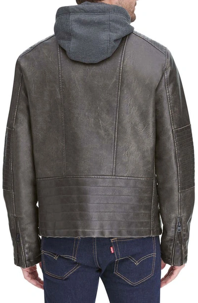 Levi's® Faux Leather Hooded Moto Racer Jacket In Deep Brown