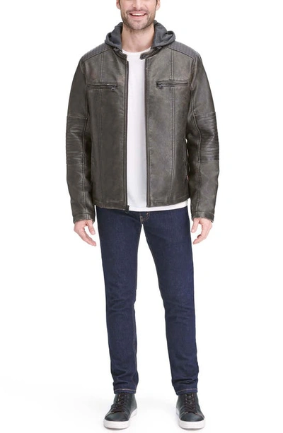 Levi's® Faux Leather Hooded Moto Racer Jacket In Deep Brown