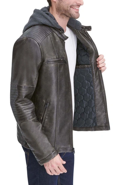 Levi's® Faux Leather Hooded Moto Racer Jacket In Deep Brown