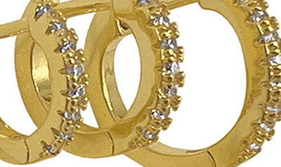 Shop Adornia Set Of 3 Pavé Huggie Hoop Earrings In Yellow