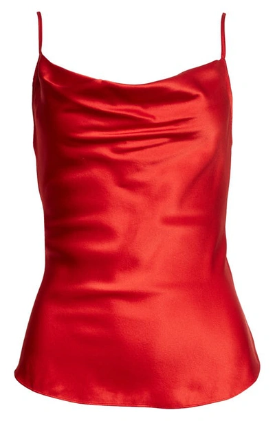 Shop Cinq À Sept Marta Bow Back Silk Cami In Ruby Red