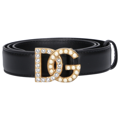 Shop Dolce & Gabbana Belt Dg Calfskin In Black