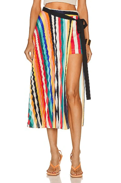 Shop Monse Striped Pleated Short In Rainbow