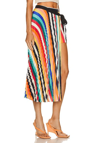 Shop Monse Striped Pleated Short In Rainbow