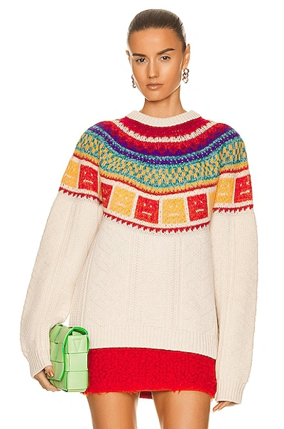 Shop Acne Studios Rainbow Sweater In Oatmeal Melange & Warm Yellow