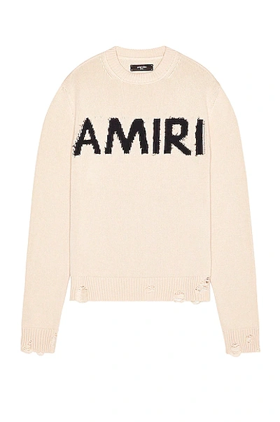 Shop Amiri Eyelash Logo Crew Neck Sweater In Alabaster