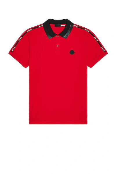 Moncler Red Cotton Polo In Red