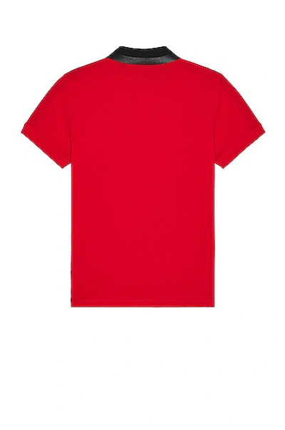 Shop Moncler Matt Black Polo In Red