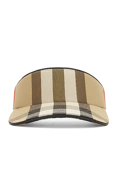 Shop Burberry High Top Visor In Archive Beige Check