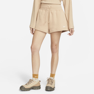 Shop Nike Women's  Sportswear Phoenix Fleece High-waisted Loose Shorts In Brown