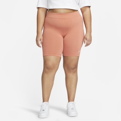 Shop Nike Women's  Sportswear Essential Mid-rise Bike Shorts (plus Size) In Orange