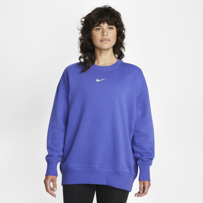 Shop Nike Women's  Sportswear Phoenix Fleece Oversized Crewneck Sweatshirt In Blue
