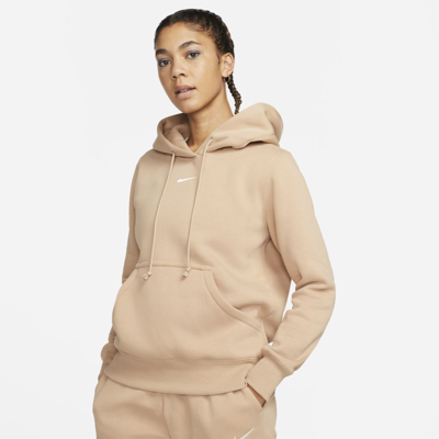 Shop Nike Women's  Sportswear Phoenix Fleece Pullover Hoodie In Brown