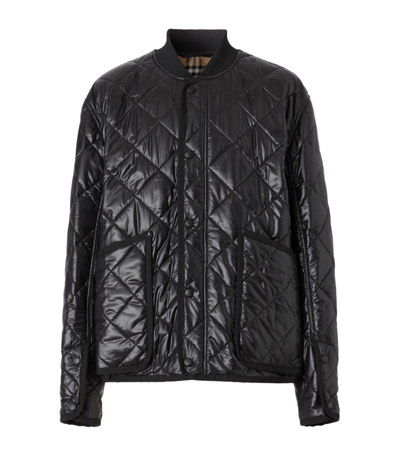 Shop Burberry Quilted Bomber Jacket In Black