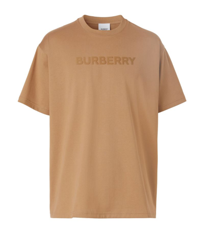 Shop Burberry Cotton Oversized Logo T-shirt In Neutrals