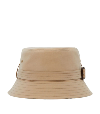 Shop Burberry Cotton Gabardine Bucket Hat In Neutrals
