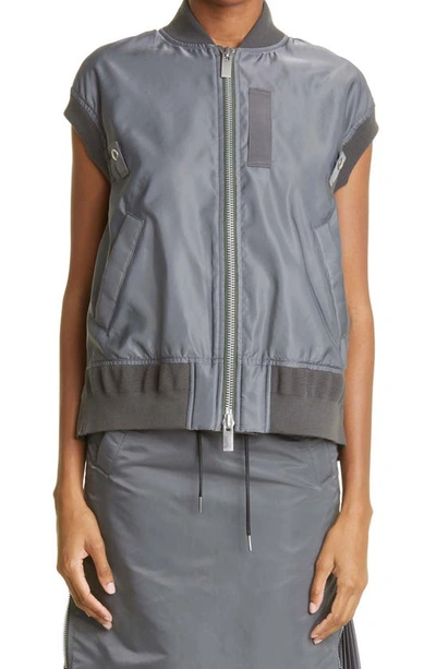 Shop Sacai Twill Knit Nylon Vest In Charcoal Grey