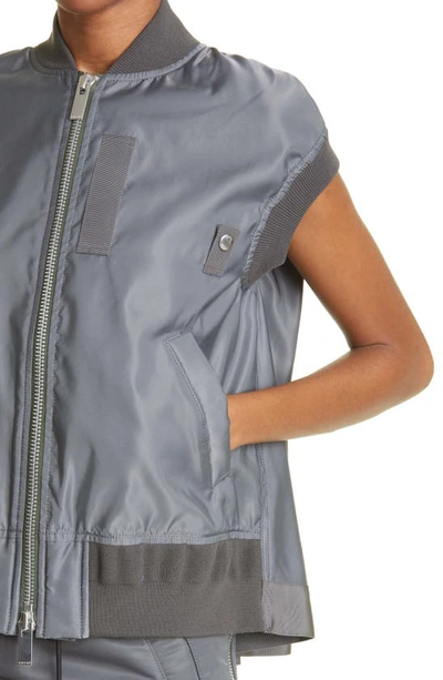 Shop Sacai Twill Knit Nylon Vest In Charcoal Grey