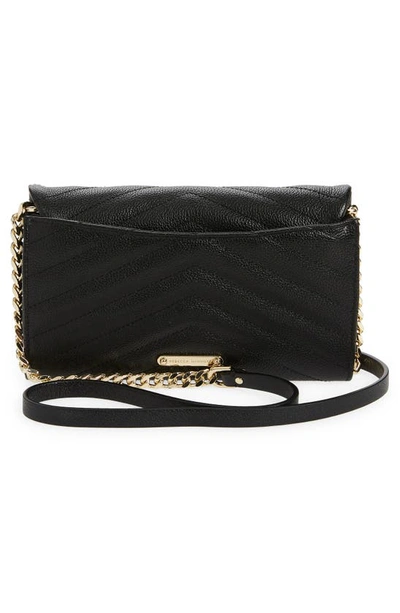 Shop Rebecca Minkoff Edie Quilted Leather Wallet On A Chain In Black/gold