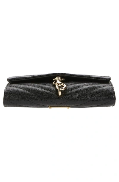 Shop Rebecca Minkoff Edie Quilted Leather Wallet On A Chain In Black/gold