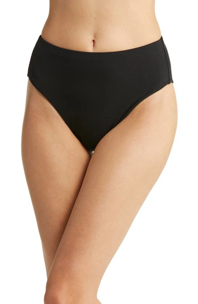 Shop Robin Piccone Ava High Waist Bikini Bottoms In Black