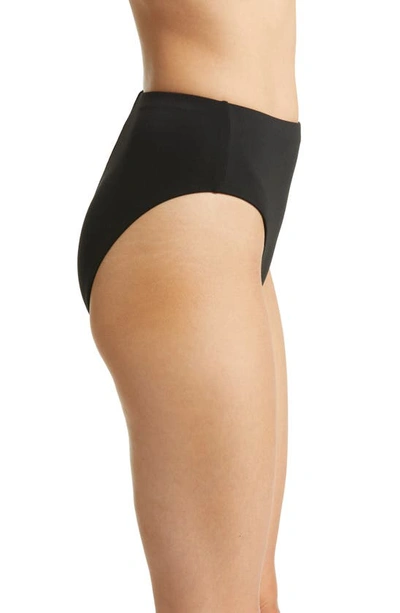 Robin Piccone Ava Solid Twist-front Bikini Bottom In Black