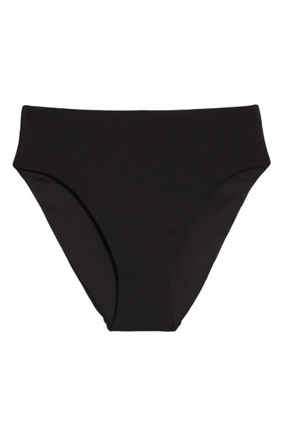 Robin Piccone Ava Solid Twist-front Bikini Bottom In Black