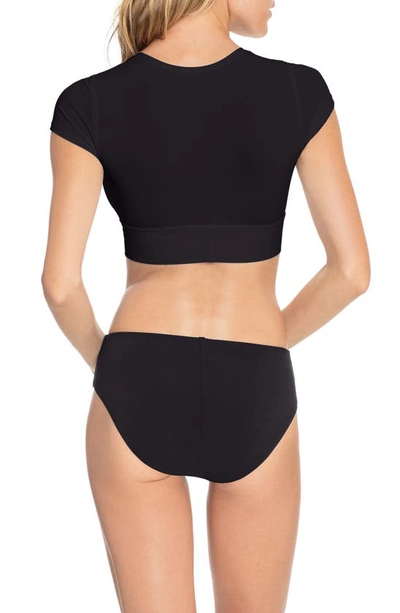 Robin Piccone Ava Solid Twist-front Bikini Bottom In Black