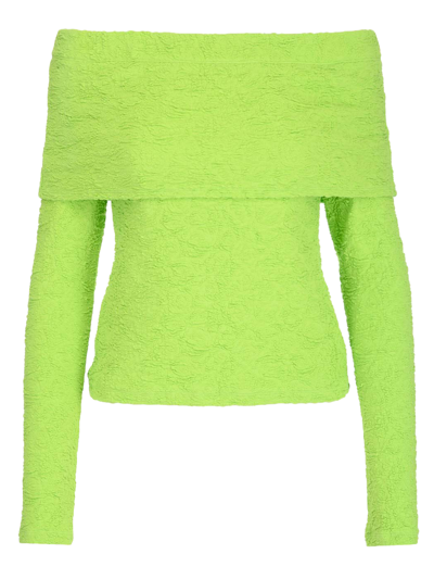 Msgm Embossed Fabric Fitted Top In Green