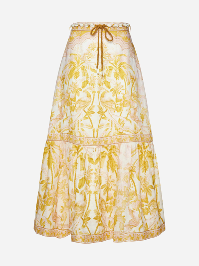 Shop Zimmermann Lyre Floral Print Linen Skirt