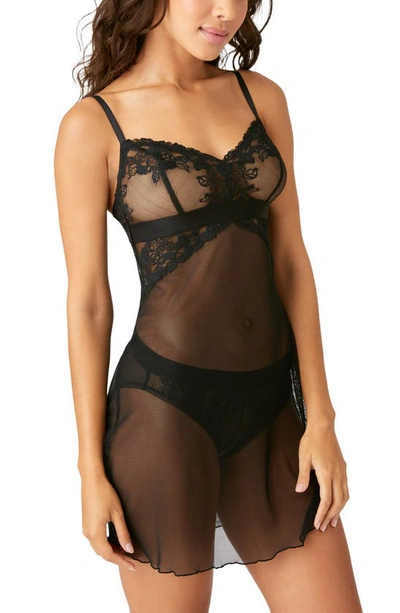 Wacoal B.tempt'd By  Opening Act Lace & Mesh Chemise In Night