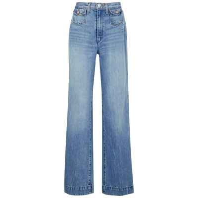 Shop Re/done 70's Pocket Blue Wide-leg Jeans