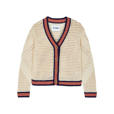 Shop Re/done 50's Ecru Crochet-knit Cardigan