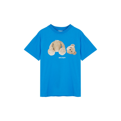 Palm Angels Teddy Bear-print Short-sleeved T-shirt In Blue