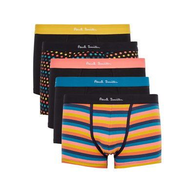 Shop Paul Smith Stretch-cotton Boxer Trunks-set Of Five In Multicoloured