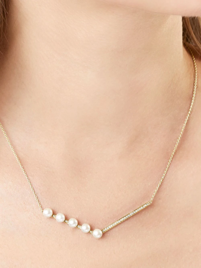 Shop Yoko London 18kt Yellow Gold Trend Freshwater Pearl And Diamond Necklace