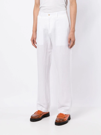 Shop Polo Ralph Lauren Straight-leg Cotton Trousers In Weiss