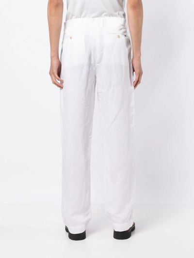 Shop Polo Ralph Lauren Straight-leg Cotton Trousers In Weiss