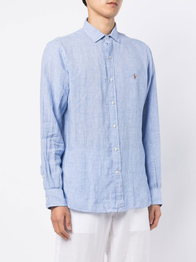 Shop Polo Ralph Lauren Logo-embroidered Cotton Shirt In Blau