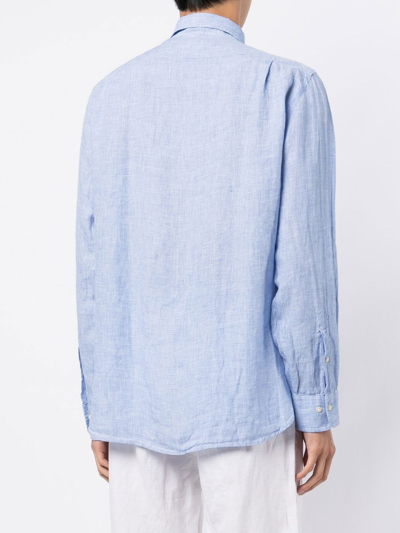 Shop Polo Ralph Lauren Logo-embroidered Cotton Shirt In Blau