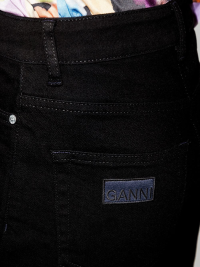 Shop Ganni Slim-leg Cropped Jeans In Schwarz
