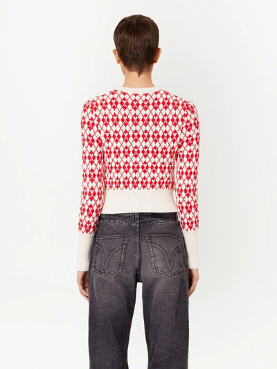 Ami Alexandre Mattiussi Red & Off-white Jacquard Sweater In Rot